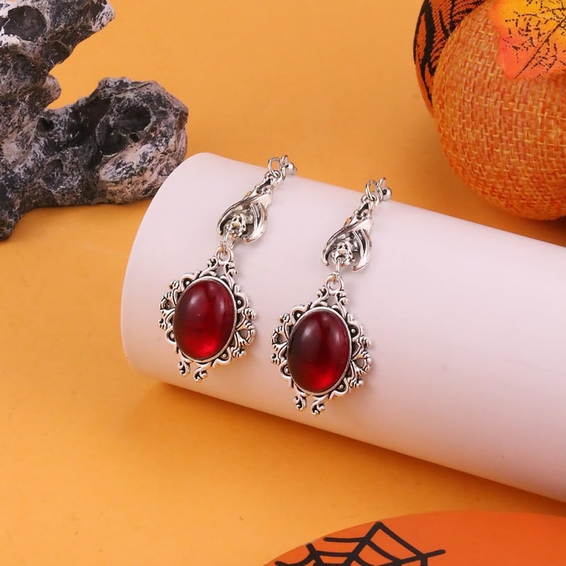 CSIYANJRY99 Goth Bat Crystal Earrings Vampire Accessories for Women Halloween Earring Gothic Jewelry Dangle Earrings Witch Victorian Vintage Dress Costume - Image 5